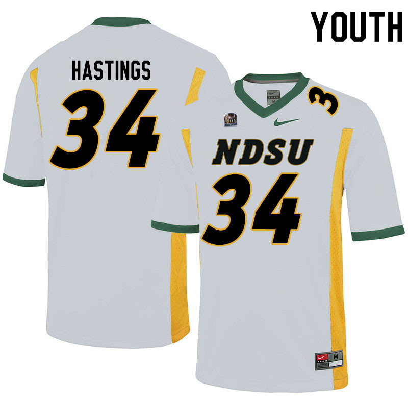 Youth #34 Jesse Hastings North Dakota State Bison College Football Jerseys Sale-White